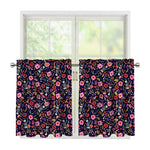 Day Of The Dead Skeleton Pattern Print Tier Curtains