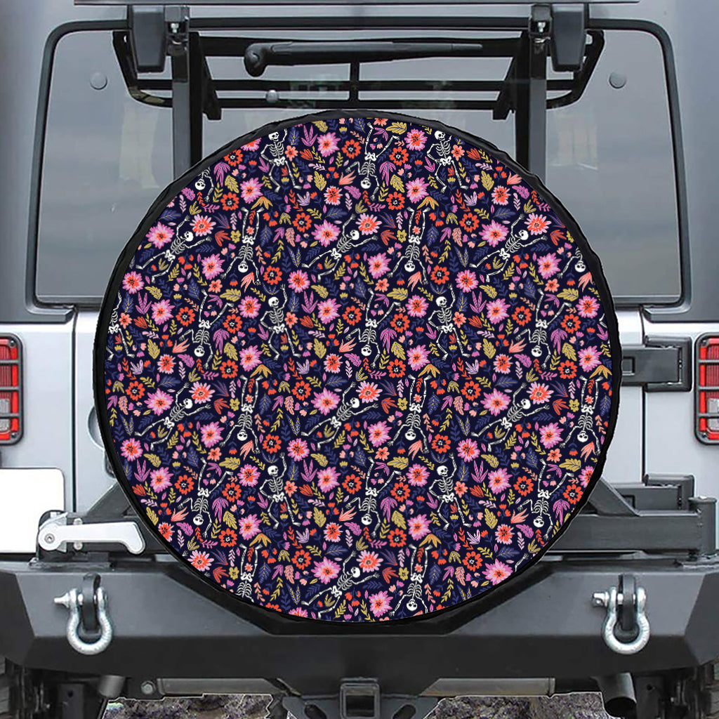 Day Of The Dead Skeleton Pattern Print Tire Cover