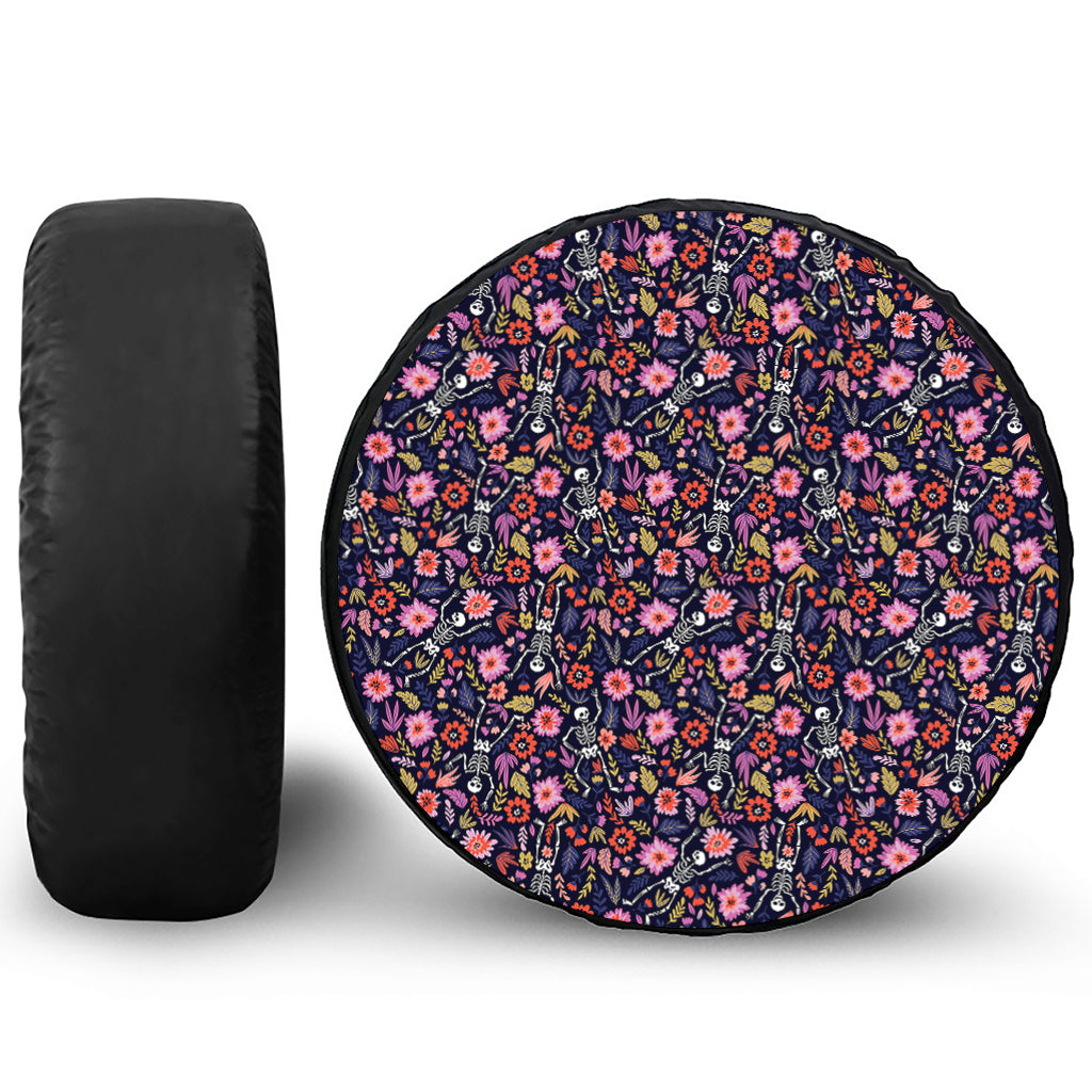 Day Of The Dead Skeleton Pattern Print Tire Cover