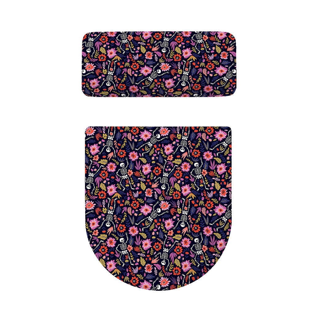 Day Of The Dead Skeleton Pattern Print Toilet Lid And Tank Cover Set