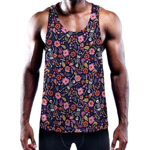 Day Of The Dead Skeleton Pattern Print Training Tank Top