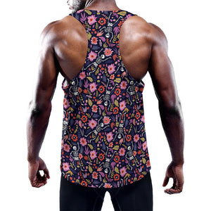 Day Of The Dead Skeleton Pattern Print Training Tank Top