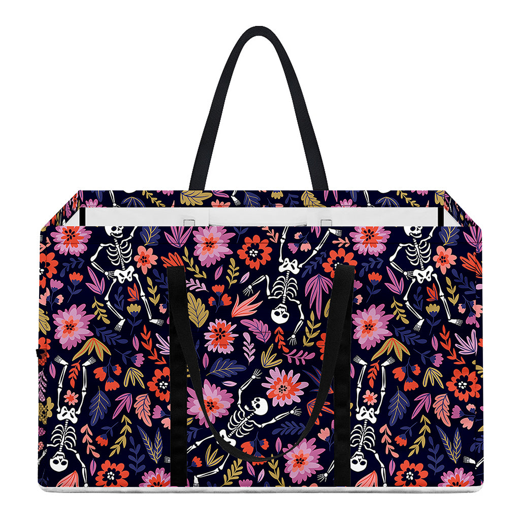 Day Of The Dead Skeleton Pattern Print Utility Tote Bag