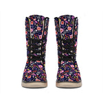 Day Of The Dead Skeleton Pattern Print Winter Boots