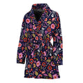 Day Of The Dead Skeleton Pattern Print Women's Bathrobe