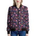 Day Of The Dead Skeleton Pattern Print Women's Bomber Jacket