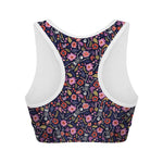 Day Of The Dead Skeleton Pattern Print Women's Sports Bra