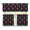 Day Of The Dead Sugar Skull Print 3 Piece Kitchen Curtains