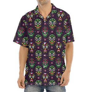 Day Of The Dead Sugar Skull Print Aloha Shirt