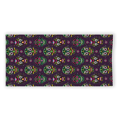Day Of The Dead Sugar Skull Print Beach Towel