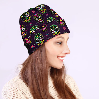 Day Of The Dead Sugar Skull Print Beanie