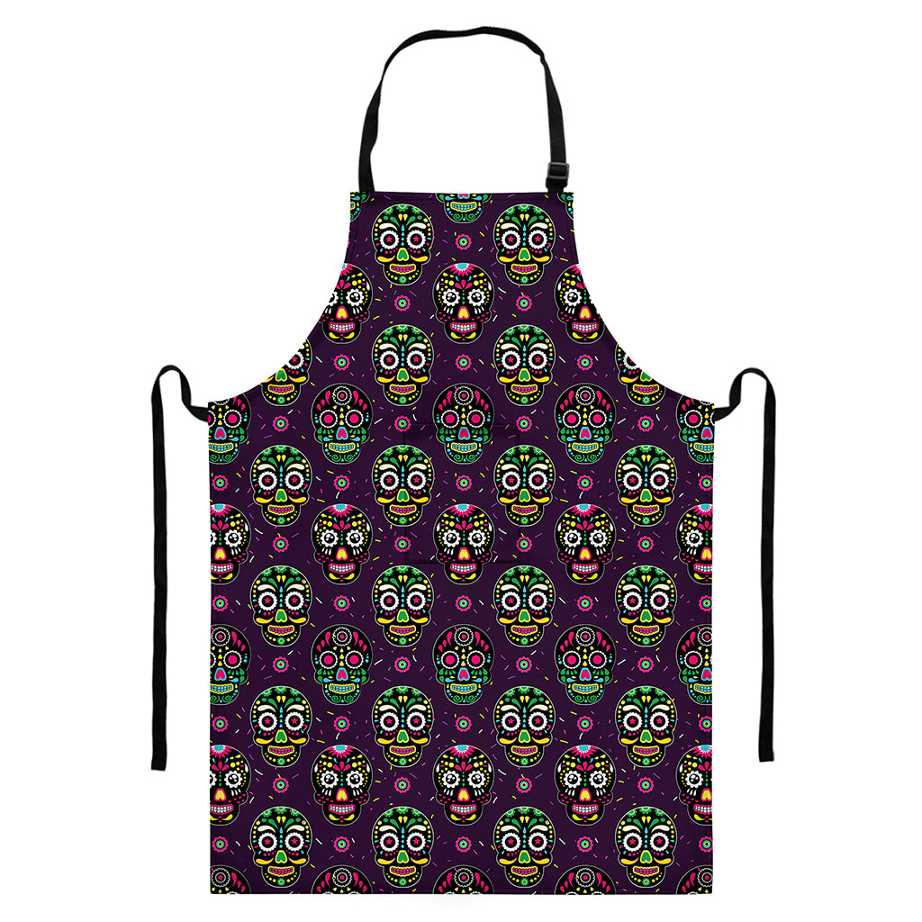 Day Of The Dead Sugar Skull Print Bib Apron With Pocket