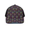 Day Of The Dead Sugar Skull Print Black Mesh Trucker Cap