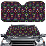 Day Of The Dead Sugar Skull Print Car Windshield Sun Shade