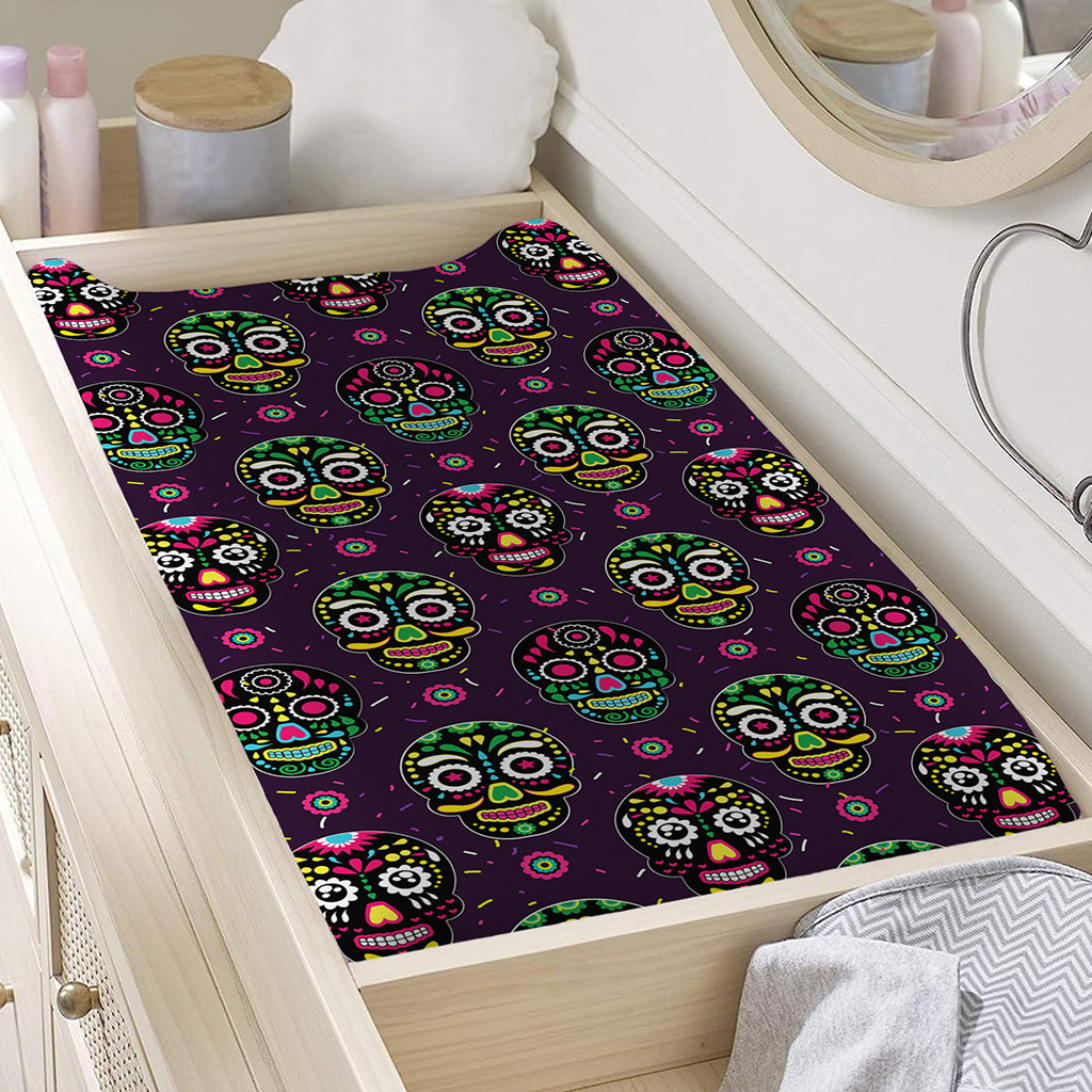 Day Of The Dead Sugar Skull Print Changing Pad Cover