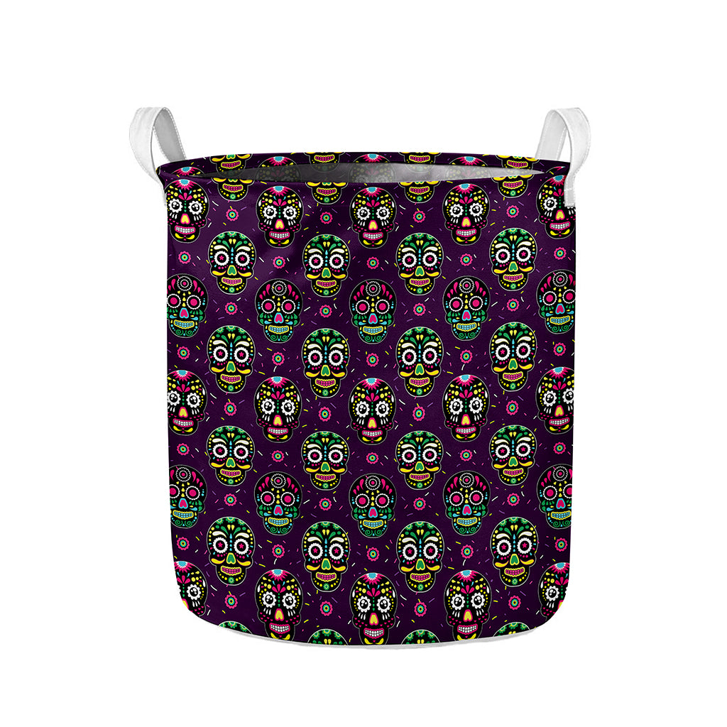 Day Of The Dead Sugar Skull Print Collapsible Laundry Basket