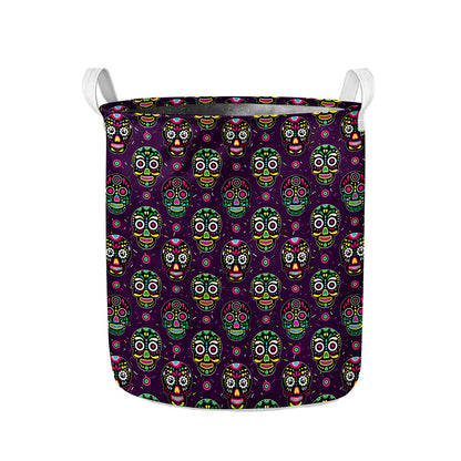 Day Of The Dead Sugar Skull Print Collapsible Laundry Basket
