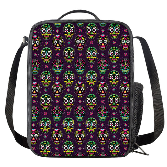 Day Of The Dead Sugar Skull Print Crossbody Lunch Bag