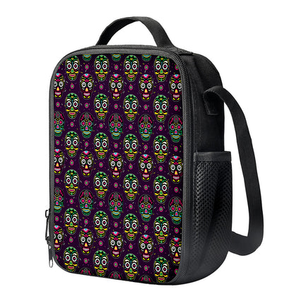 Day Of The Dead Sugar Skull Print Crossbody Lunch Bag