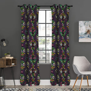 Day Of The Dead Sugar Skull Print Curtain