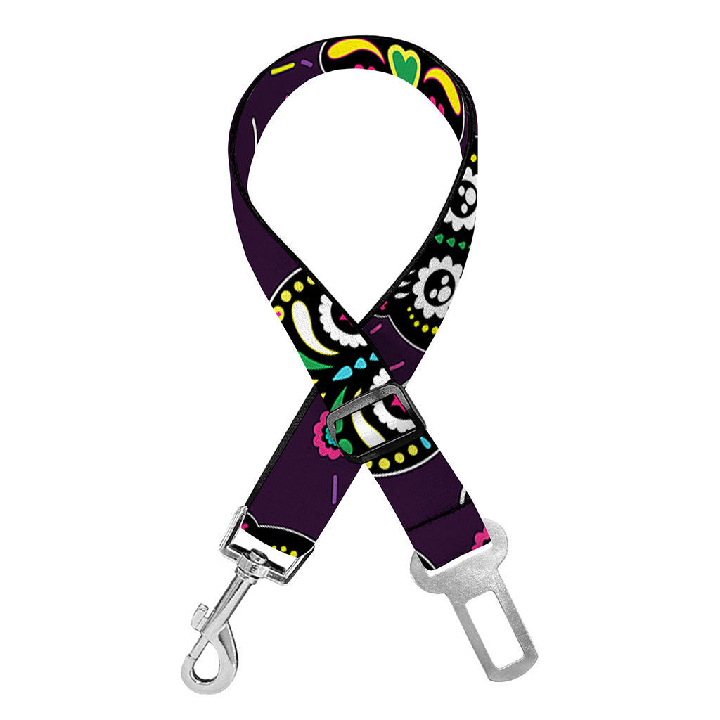 Day Of The Dead Sugar Skull Print Dog Seat Belt