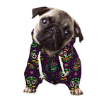 Day Of The Dead Sugar Skull Print Dog Zip Up Hoodie