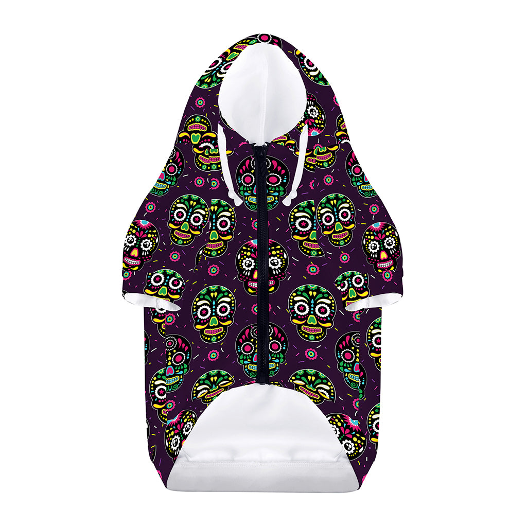 Day Of The Dead Sugar Skull Print Dog Zip Up Hoodie