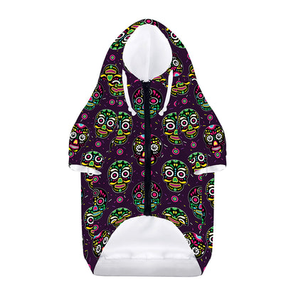 Day Of The Dead Sugar Skull Print Dog Zip Up Hoodie