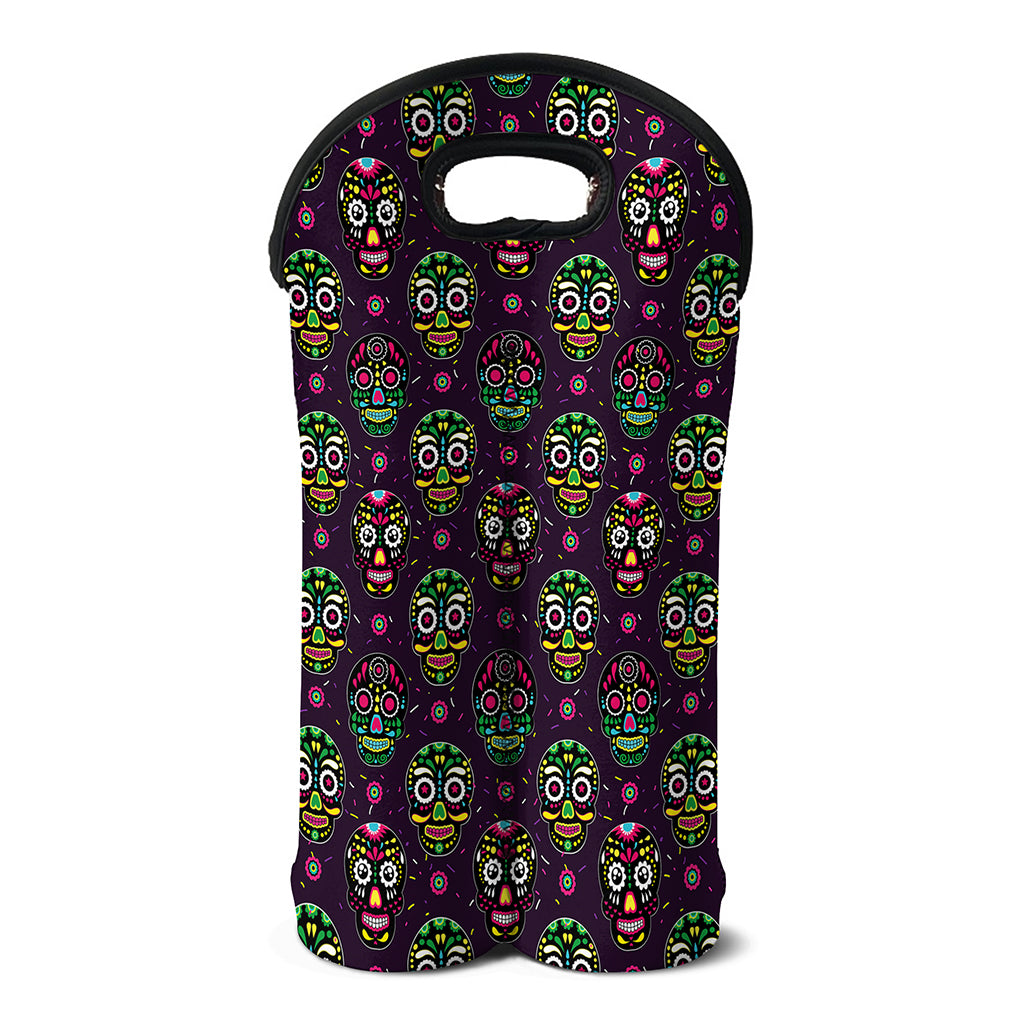 Day Of The Dead Sugar Skull Print Double Neoprene Wine Tote