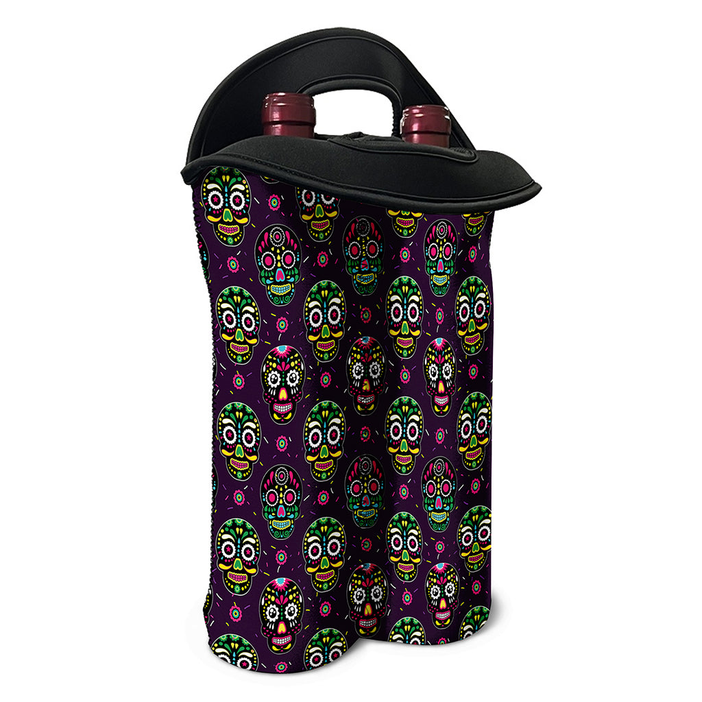 Day Of The Dead Sugar Skull Print Double Neoprene Wine Tote