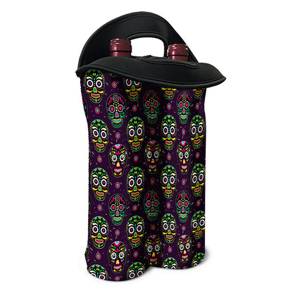 Day Of The Dead Sugar Skull Print Double Neoprene Wine Tote
