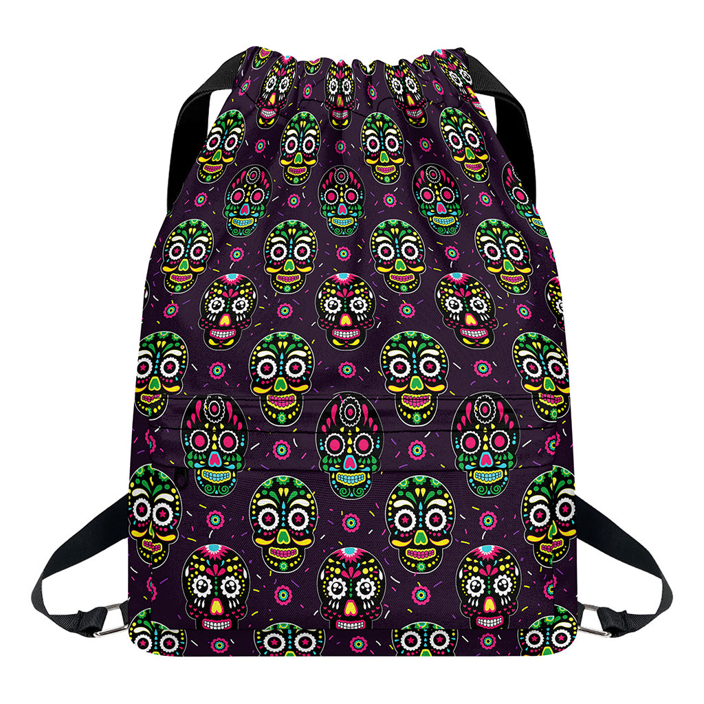 Day Of The Dead Sugar Skull Print Drawstring Backpack