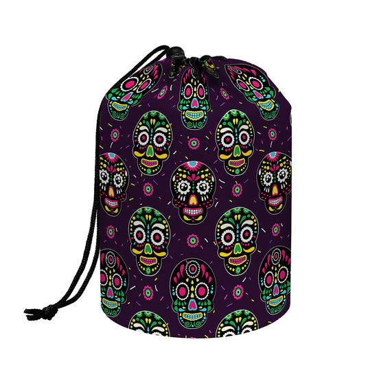 Day Of The Dead Sugar Skull Print Drawstring Makeup Bag