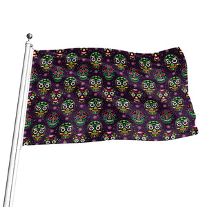 Day Of The Dead Sugar Skull Print Flag