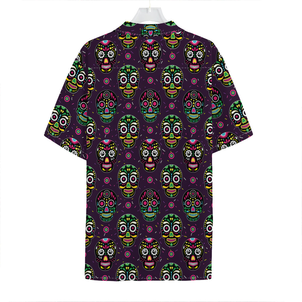 Day Of The Dead Sugar Skull Print Hawaiian Shirt