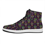 Day Of The Dead Sugar Skull Print High Top Leather Sneakers