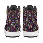 Day Of The Dead Sugar Skull Print High Top Leather Sneakers