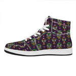 Day Of The Dead Sugar Skull Print High Top Leather Sneakers