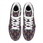 Day Of The Dead Sugar Skull Print High Top Leather Sneakers