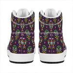 Day Of The Dead Sugar Skull Print High Top Leather Sneakers