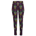 Day Of The Dead Sugar Skull Print High-Waisted Pocket Leggings