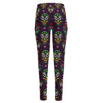 Day Of The Dead Sugar Skull Print High-Waisted Pocket Leggings