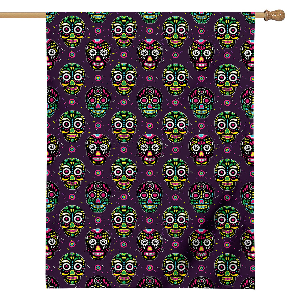 Day Of The Dead Sugar Skull Print House Flag