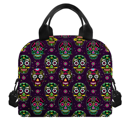 Day Of The Dead Sugar Skull Print Insulated Lunch Bag