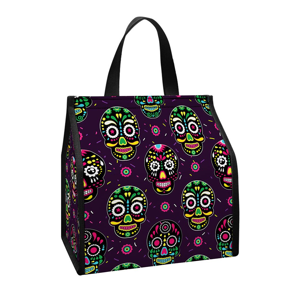 Day Of The Dead Sugar Skull Print Insulated Lunch Tote