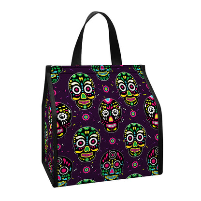 Day Of The Dead Sugar Skull Print Insulated Lunch Tote