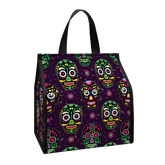 Day Of The Dead Sugar Skull Print Insulated Lunch Tote