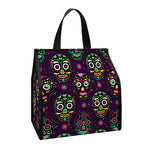 Day Of The Dead Sugar Skull Print Insulated Lunch Tote