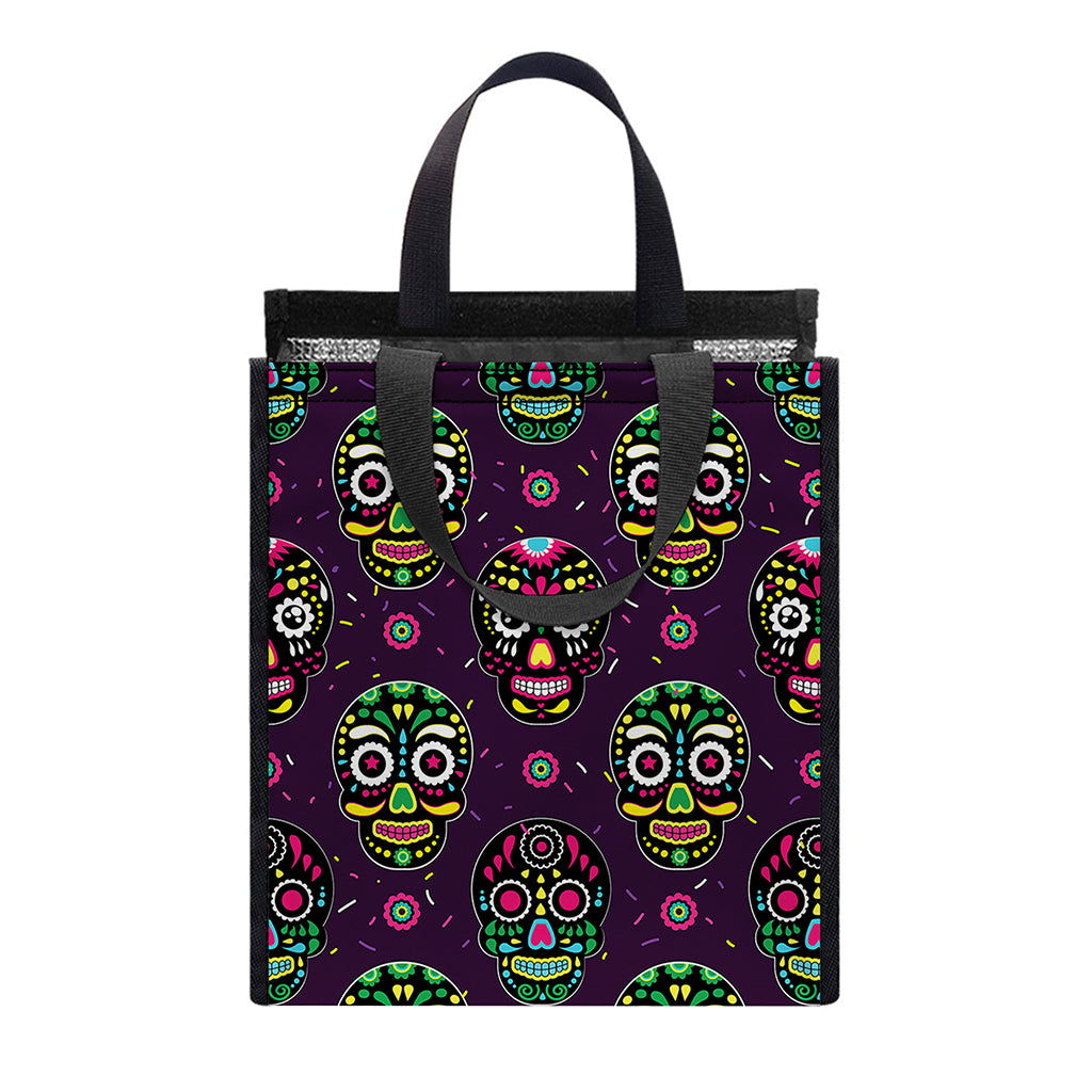 Day Of The Dead Sugar Skull Print Insulated Lunch Tote