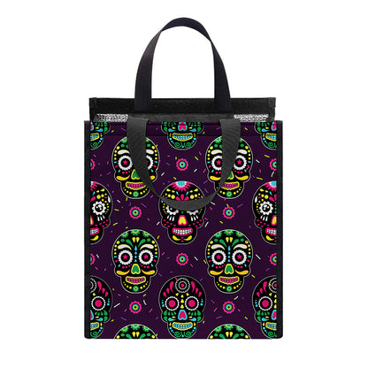 Day Of The Dead Sugar Skull Print Insulated Lunch Tote